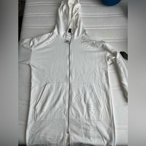 Forever 21 white long line hoodie sweater jacket